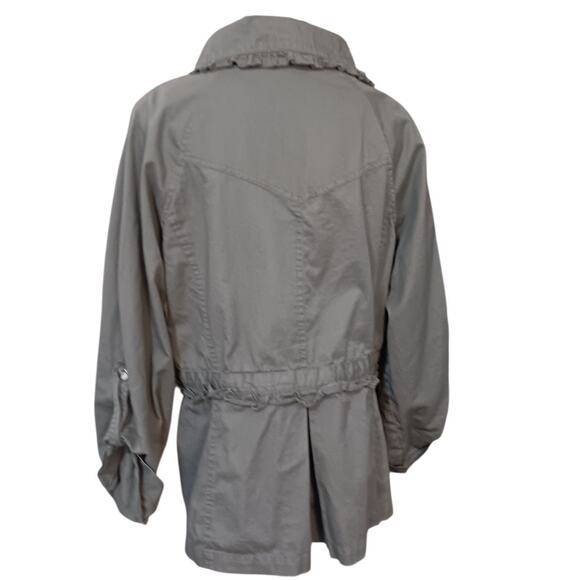 SANDRO Lightweight Jacket XL Khaki Green Zip Tie Waist Roll Tab Casual Outdoors - Picture 10 of 10